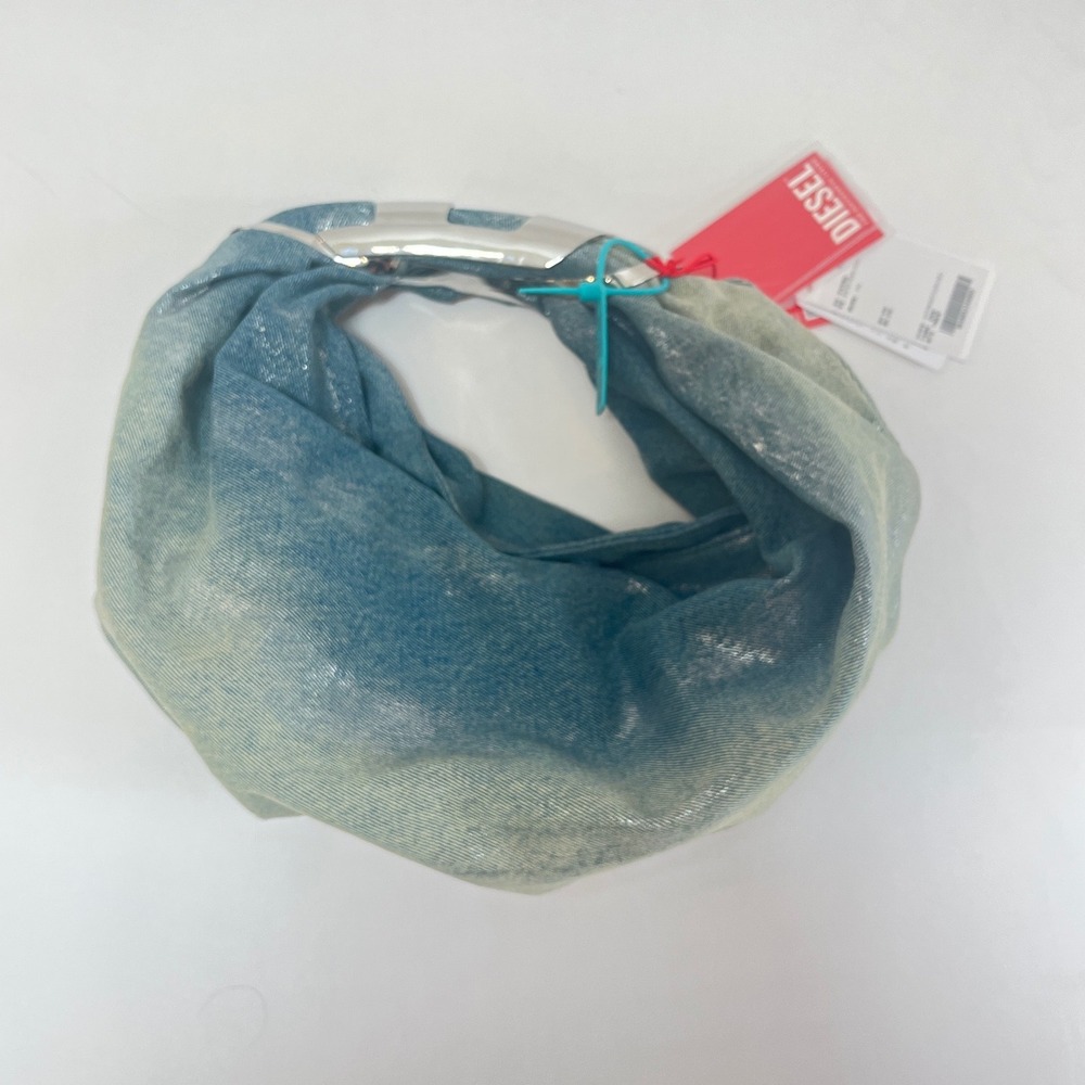 Diesel Grab-D Hobo S Blue Denim Metallic Silver Shoulder Bag X09785 P6256 H1022